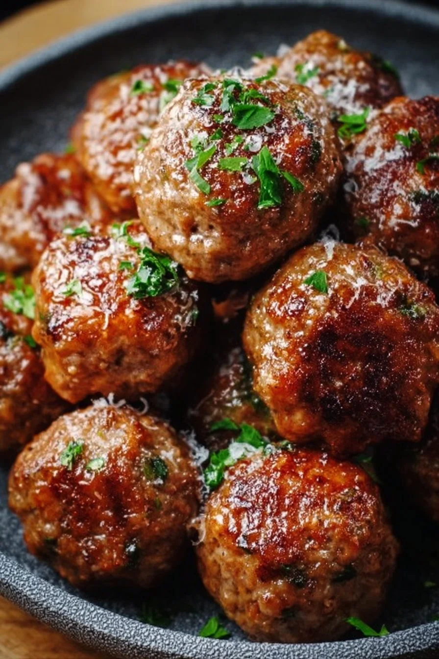 Delicious super easy air fryer meatballs ready to serve.