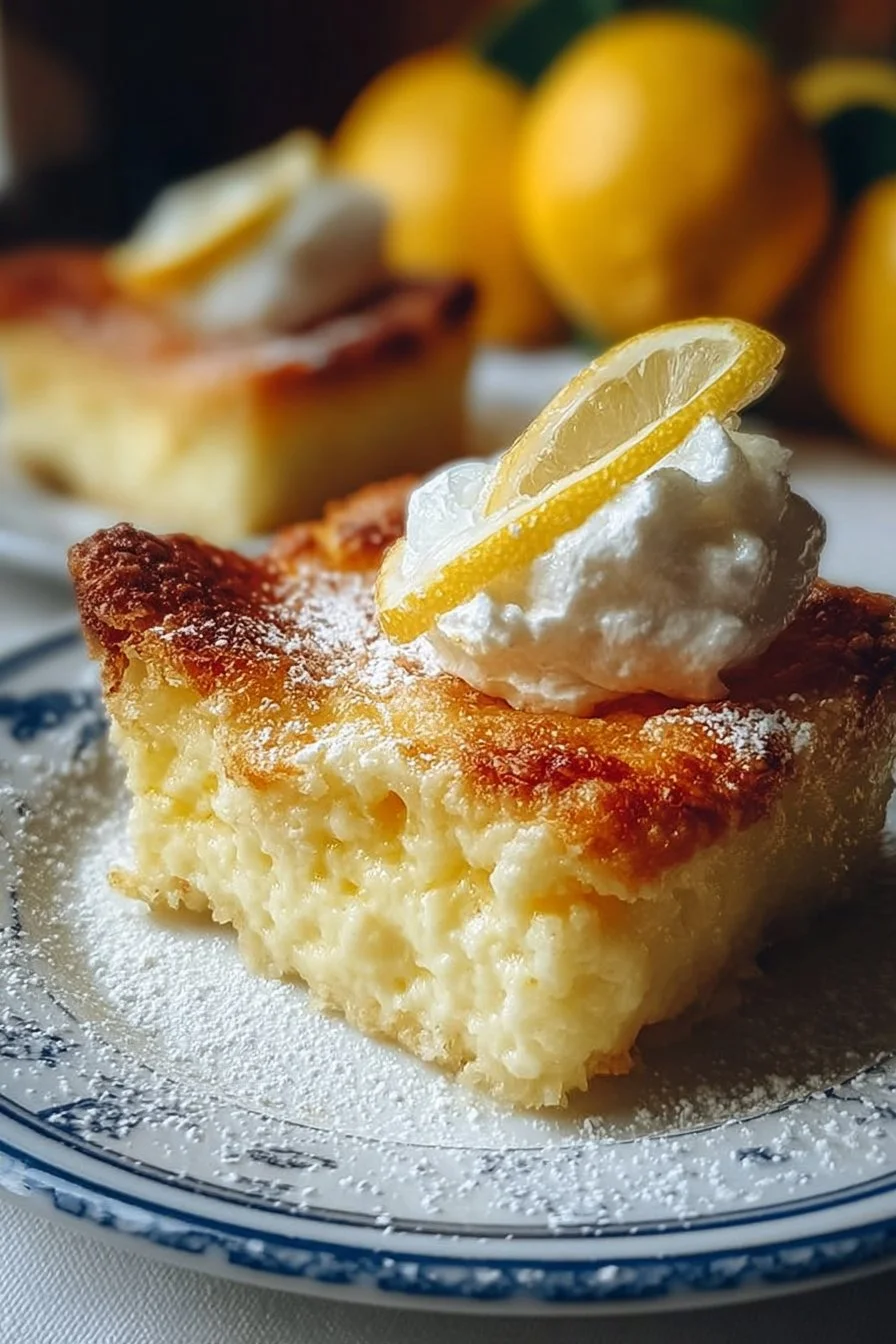 Delicious 4-Ingredient Lemon Cream Cheese Dump Cake on a dessert table