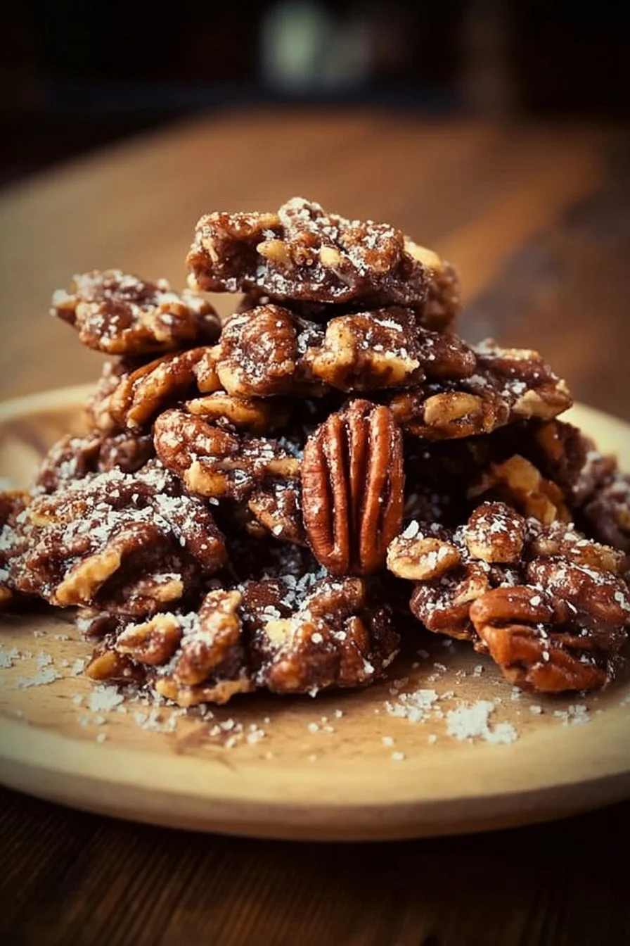Sea salted praline pecan clusters - a delicious chocolate snack