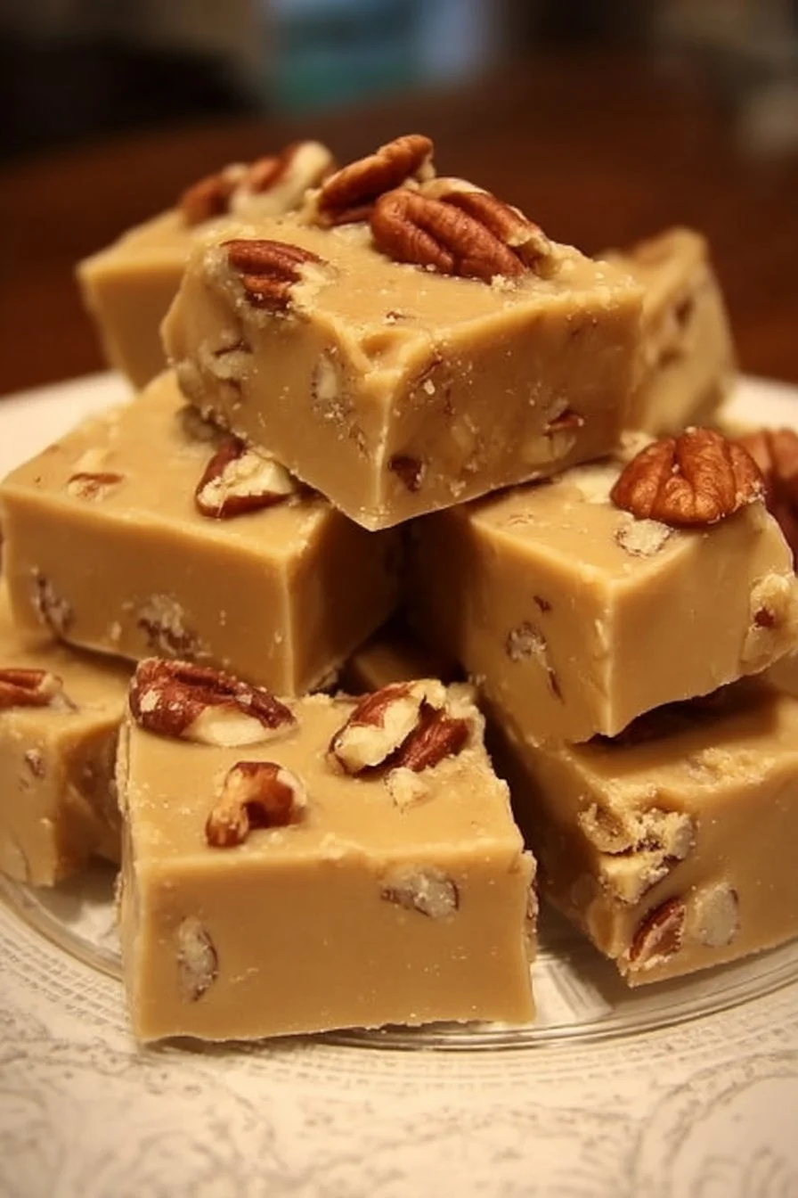 Delicious homemade Butter Pecan Fudge with pecans and rich buttery flavor