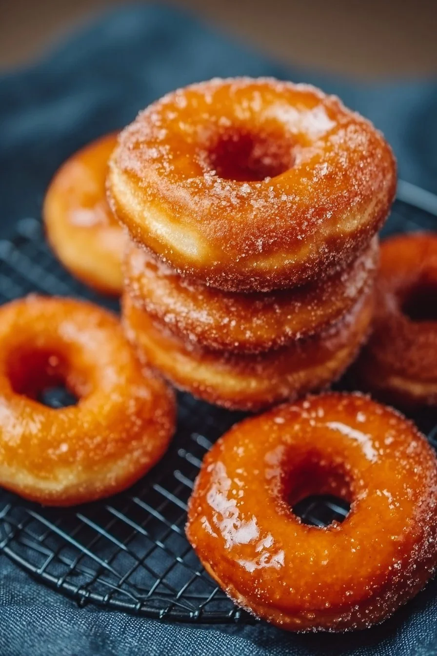 Homemade air fryer donuts on a plate, zero oil recipe delight