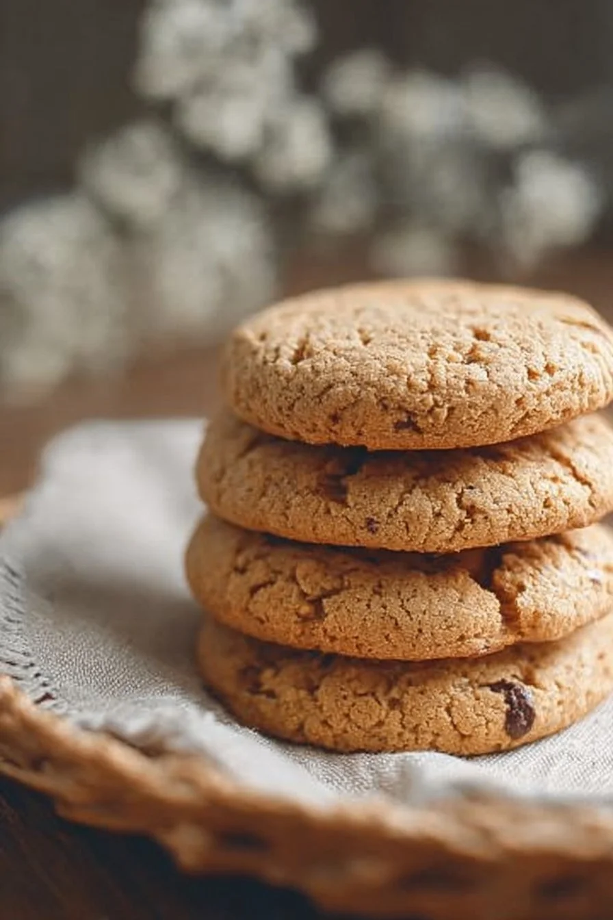 Plate of freshly baked sourdough discard cookies with chocolate chips