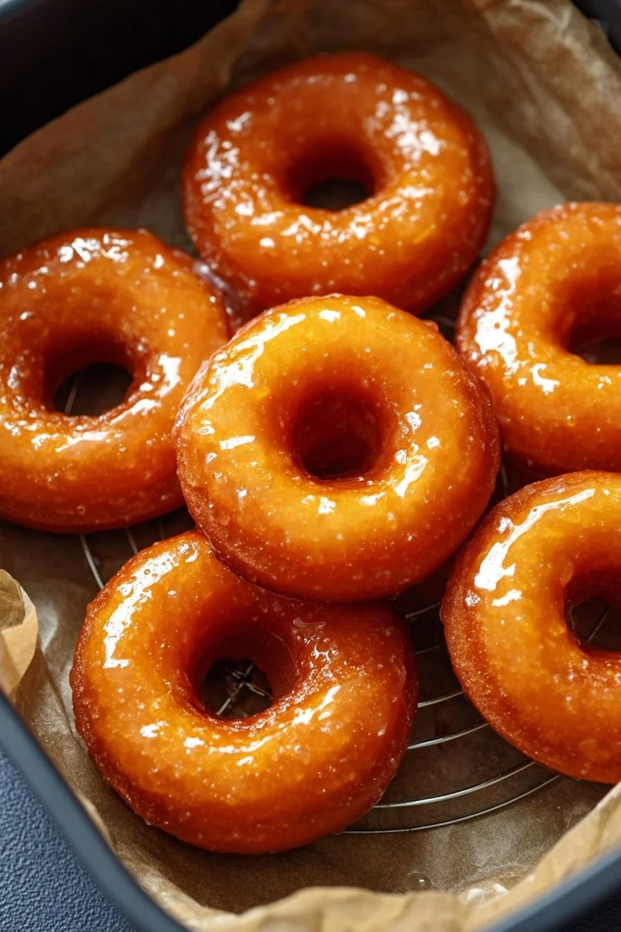 Deliciously Glazed Air Fryer Donuts served on a plate