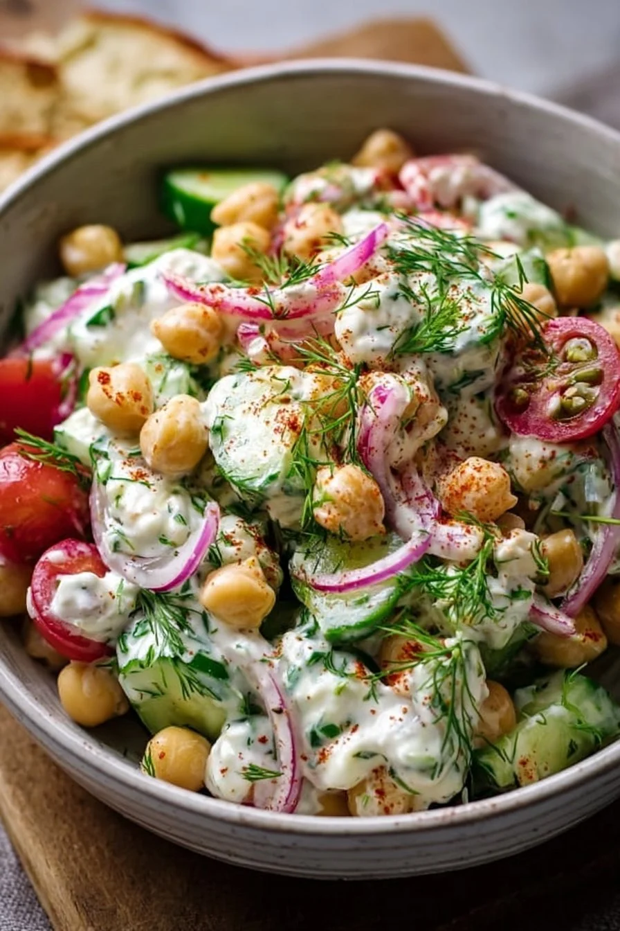 Delicious Tzatziki Chickpea Salad for a fresh and easy lunch