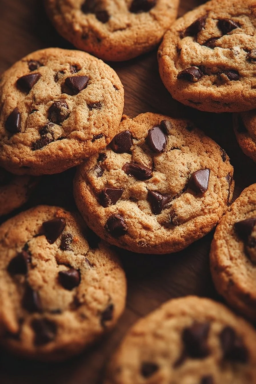 Delicious batch of freshly baked chocolate chip cookies on a cooling rack