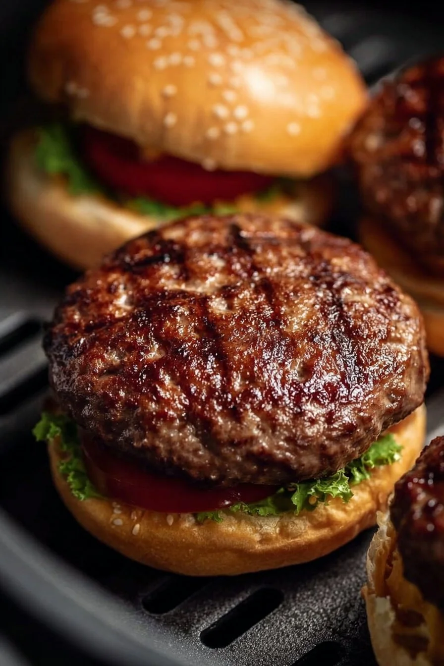 Delicious juicy air fryer burgers cooked in an easy and healthy way.