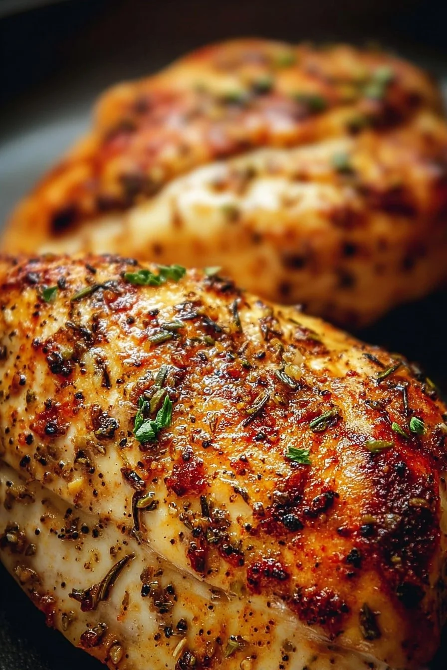 Deliciously cooked air fryer chicken breasts on a plate