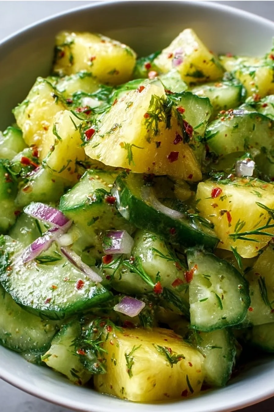 Refreshing pineapple cucumber salad with vibrant colors and healthy ingredients