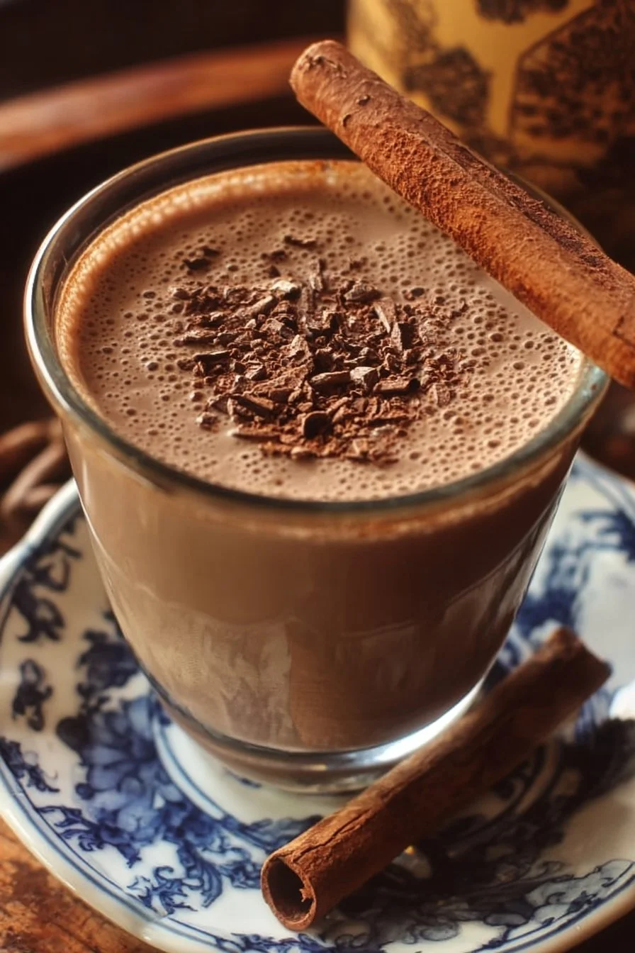 Delicious Puerto Rican chocolate coquito served in festive glasses