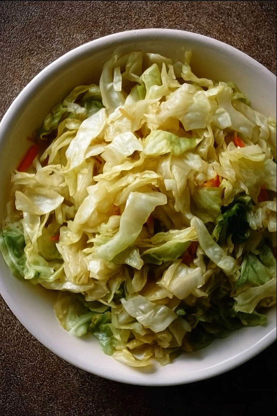 Healthy cabbage stir fry with colorful vegetables in a skillet