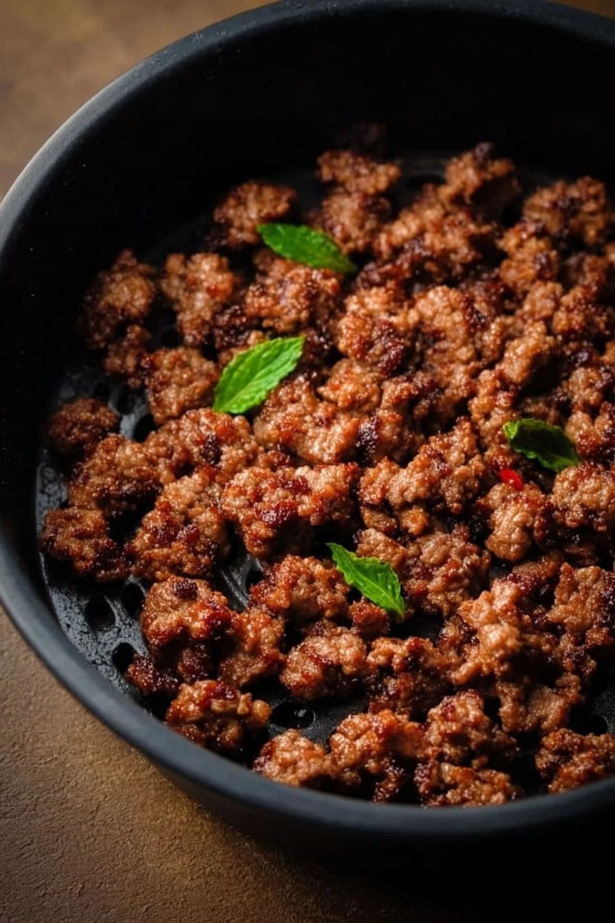 Delicious air fryer ground beef dish served in a bowl