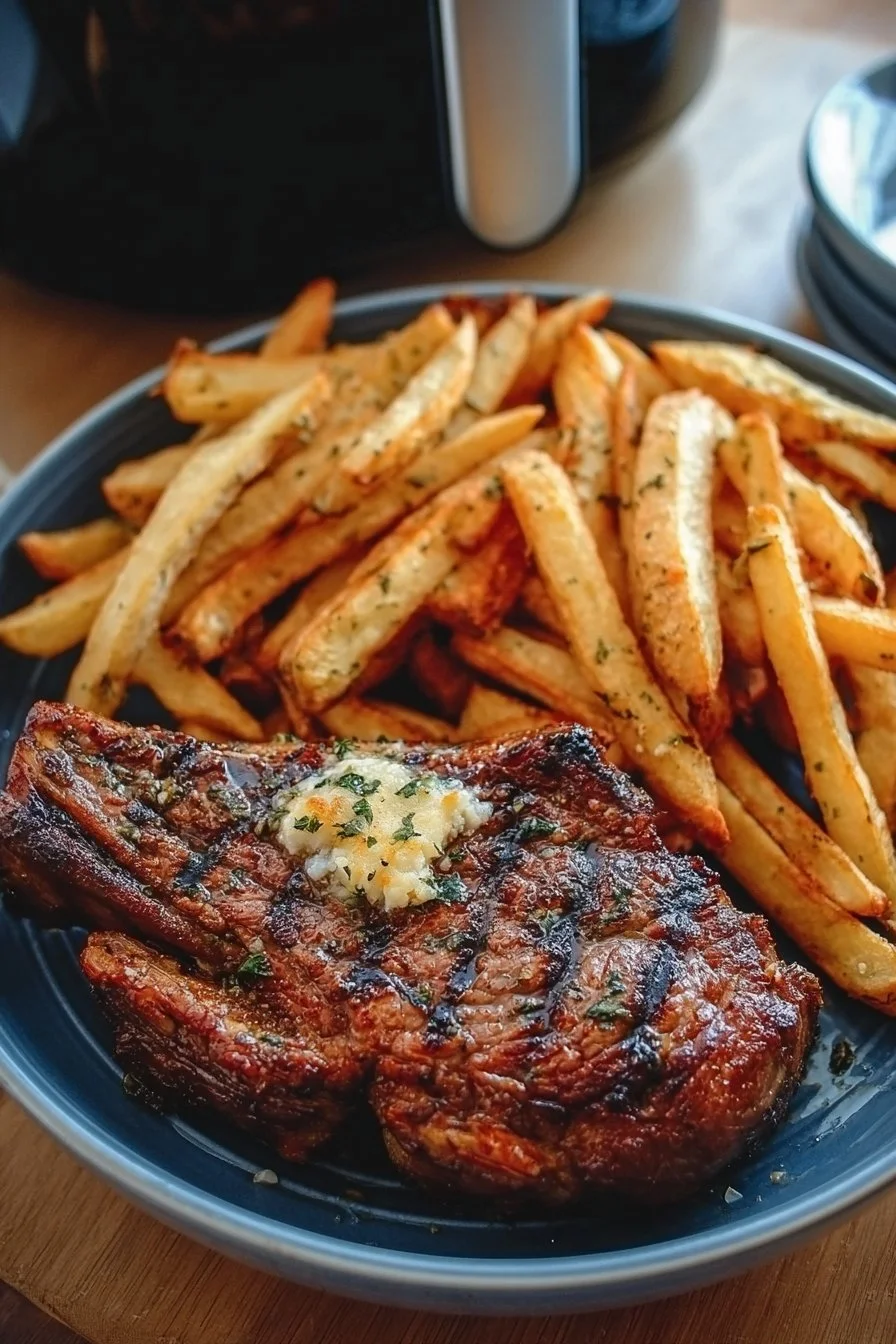 Delicious air fryer meals displayed in a vibrant kitchen setting
