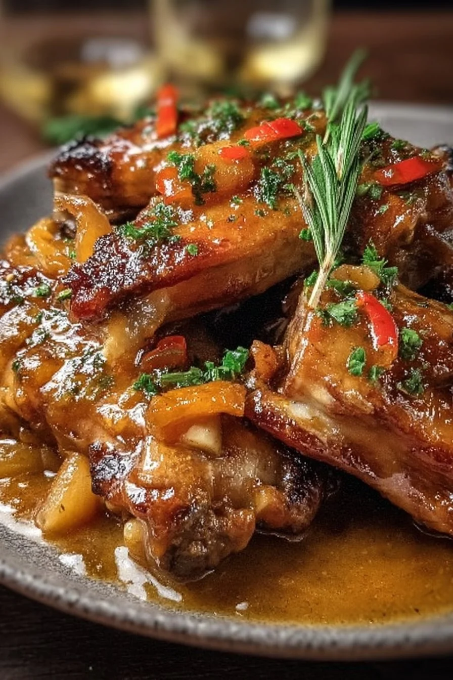 Smothered turkey wing dinner served with gravy and sides