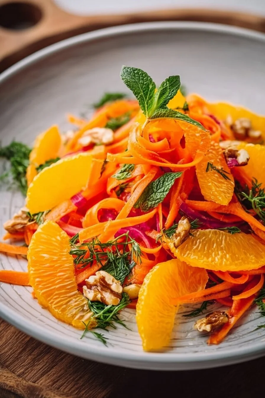 Delicious carrot orange salad with vibrant colors and fresh ingredients