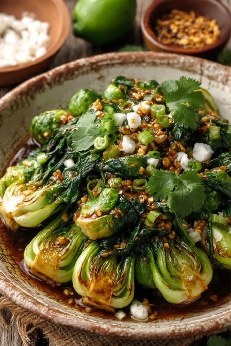 Zesty bok choy stir-fried with garlic and ginger, ideal for summer dishes.