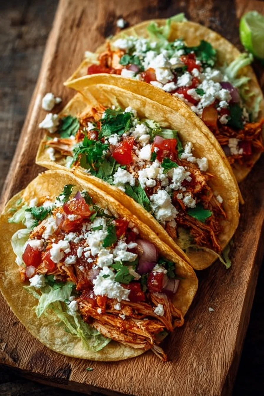 Zesty Instant Pot chicken tacos served with fresh toppings