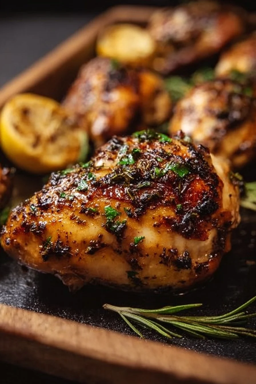 Delicious chicken marinated with herbs and spices for grilling