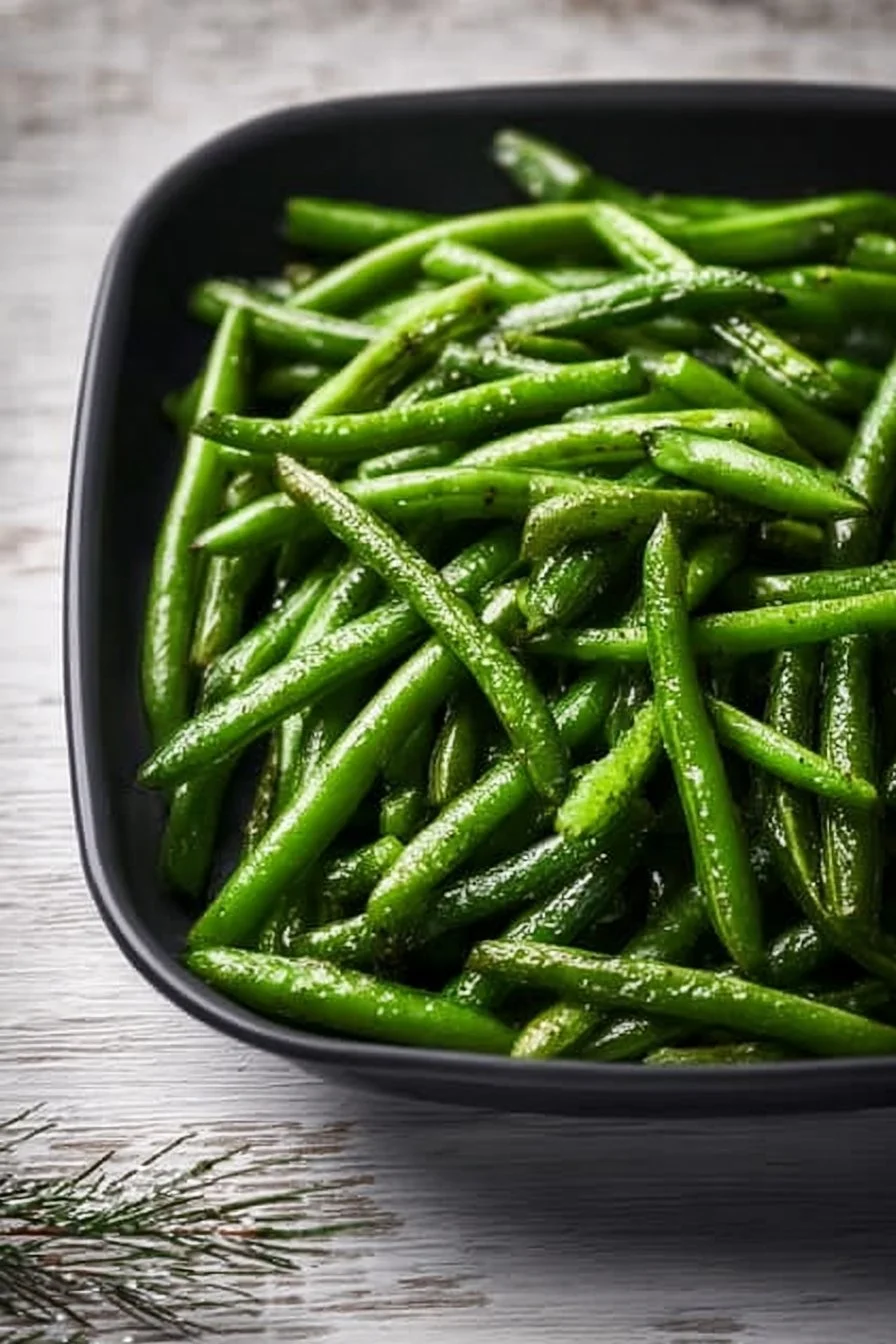 Crispy air fryer green beans served in a bowl