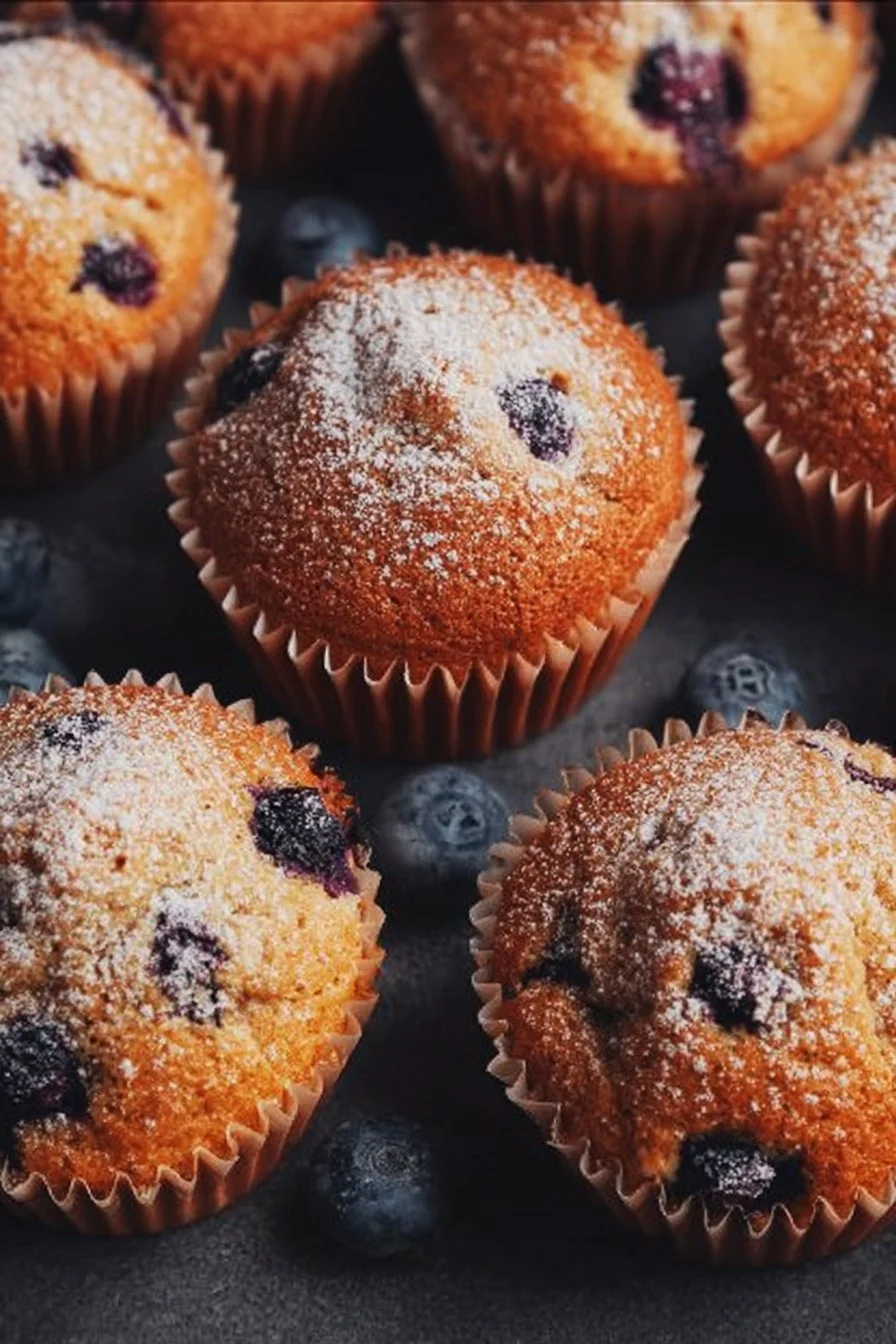 Delicious sourdough blueberry muffins fresh out of the oven
