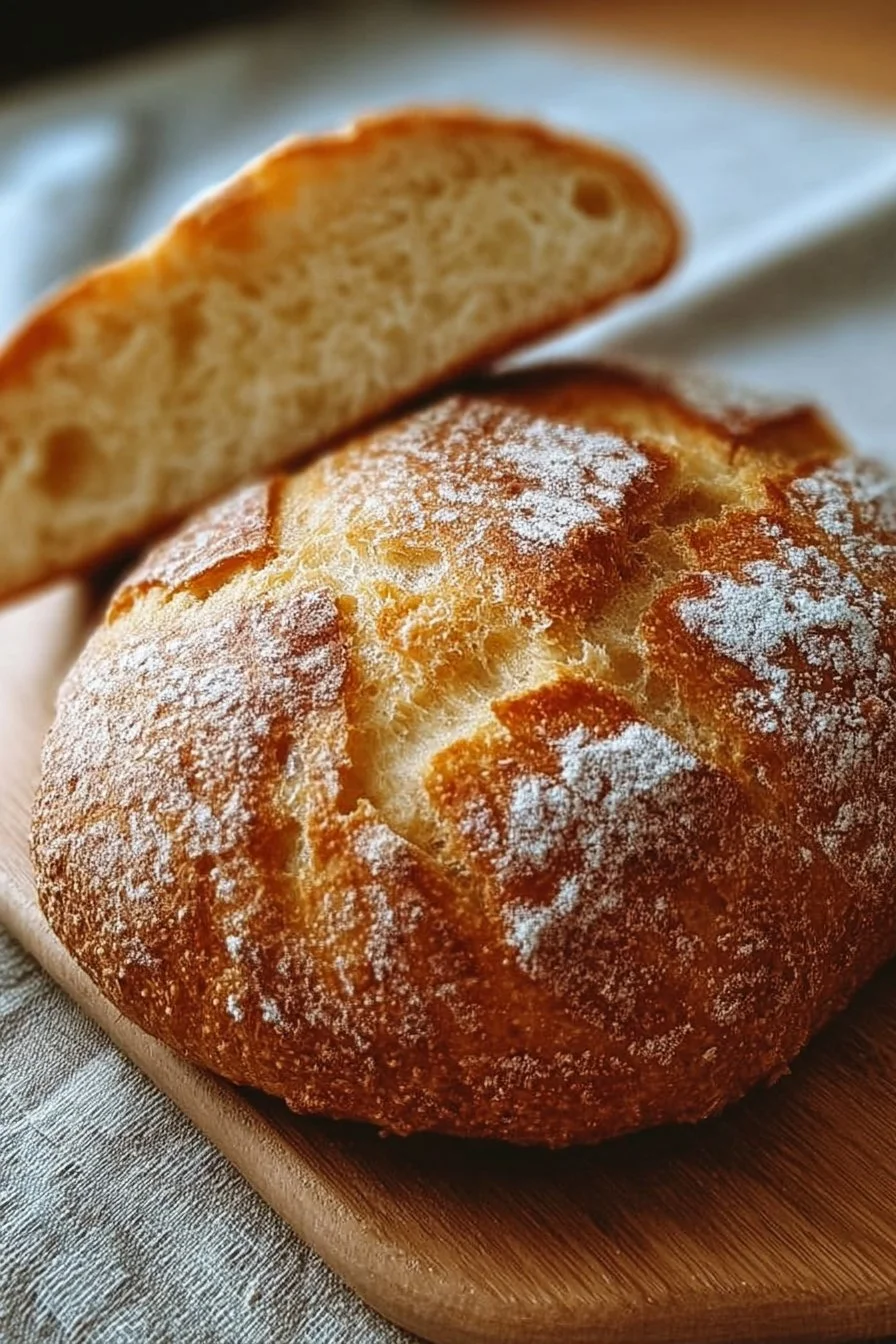 Freshly baked delicious sourdough bread loaf with rustic crust