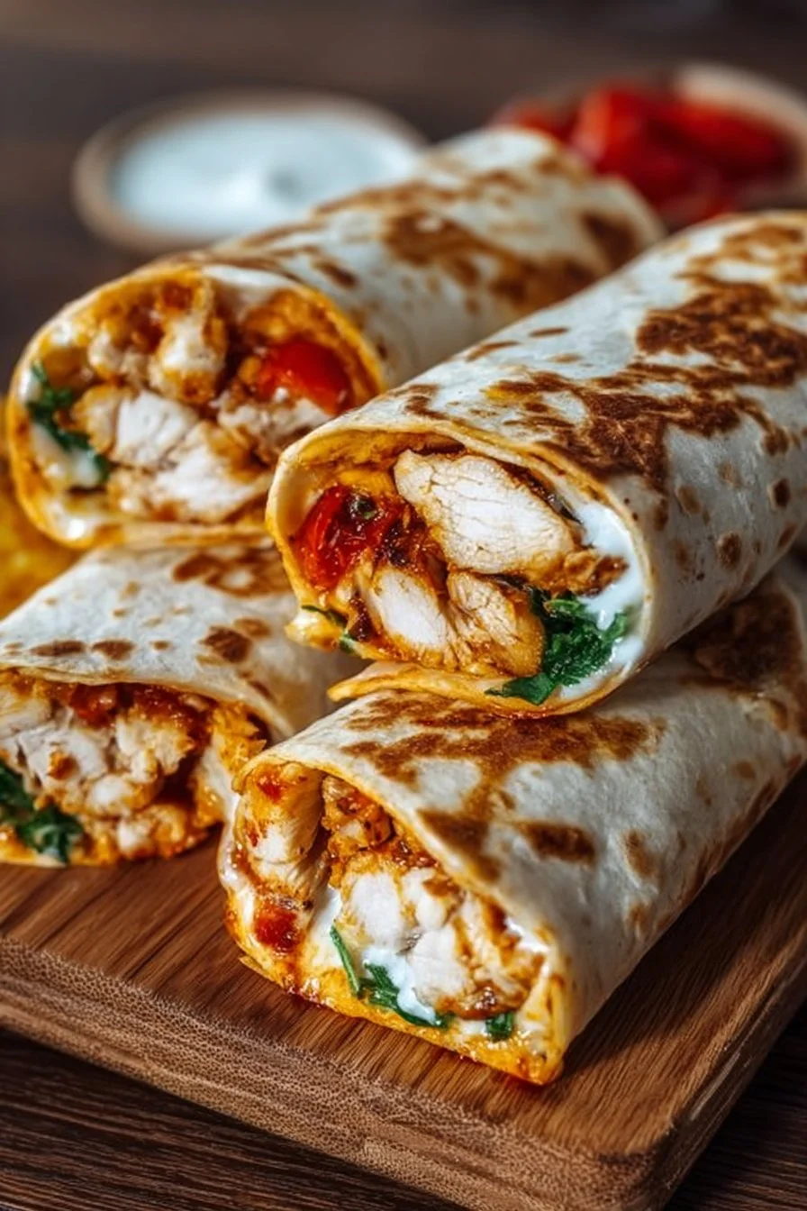 Crispy air fryer chicken and mozzarella wraps on a plate