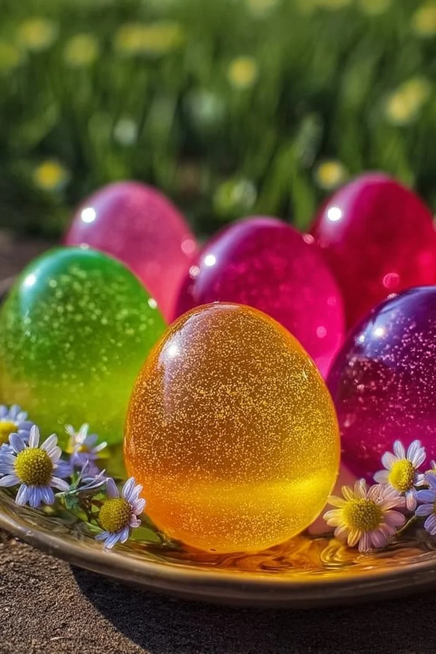 Colorful Jello Easter Eggs ready for Easter celebrations