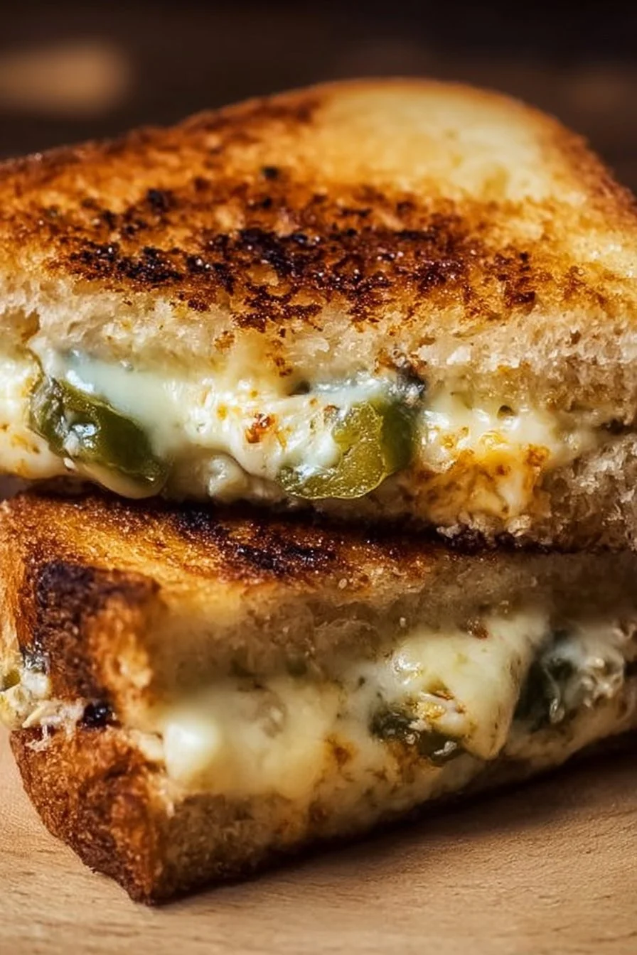 Delicious roasted jalapeno popper grilled cheese sandwich on a plate