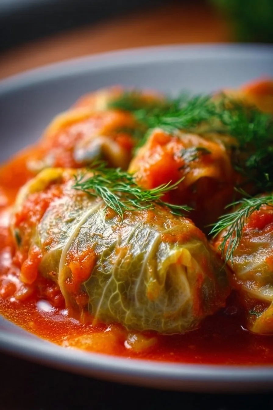 Delicious homemade cabbage rolls served on a plate for family dinners