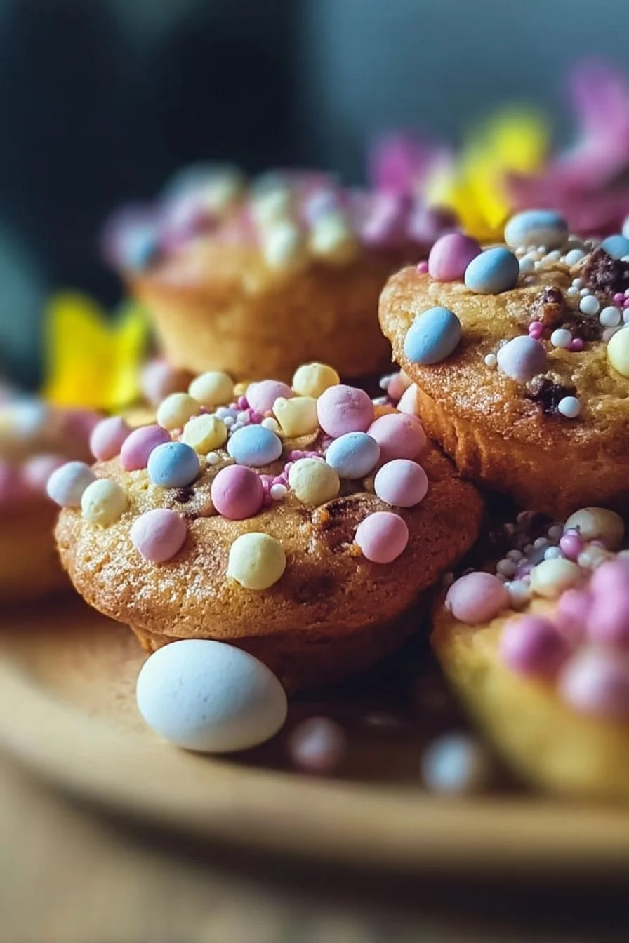 Colorful Easter muffins decorated for spring celebrations