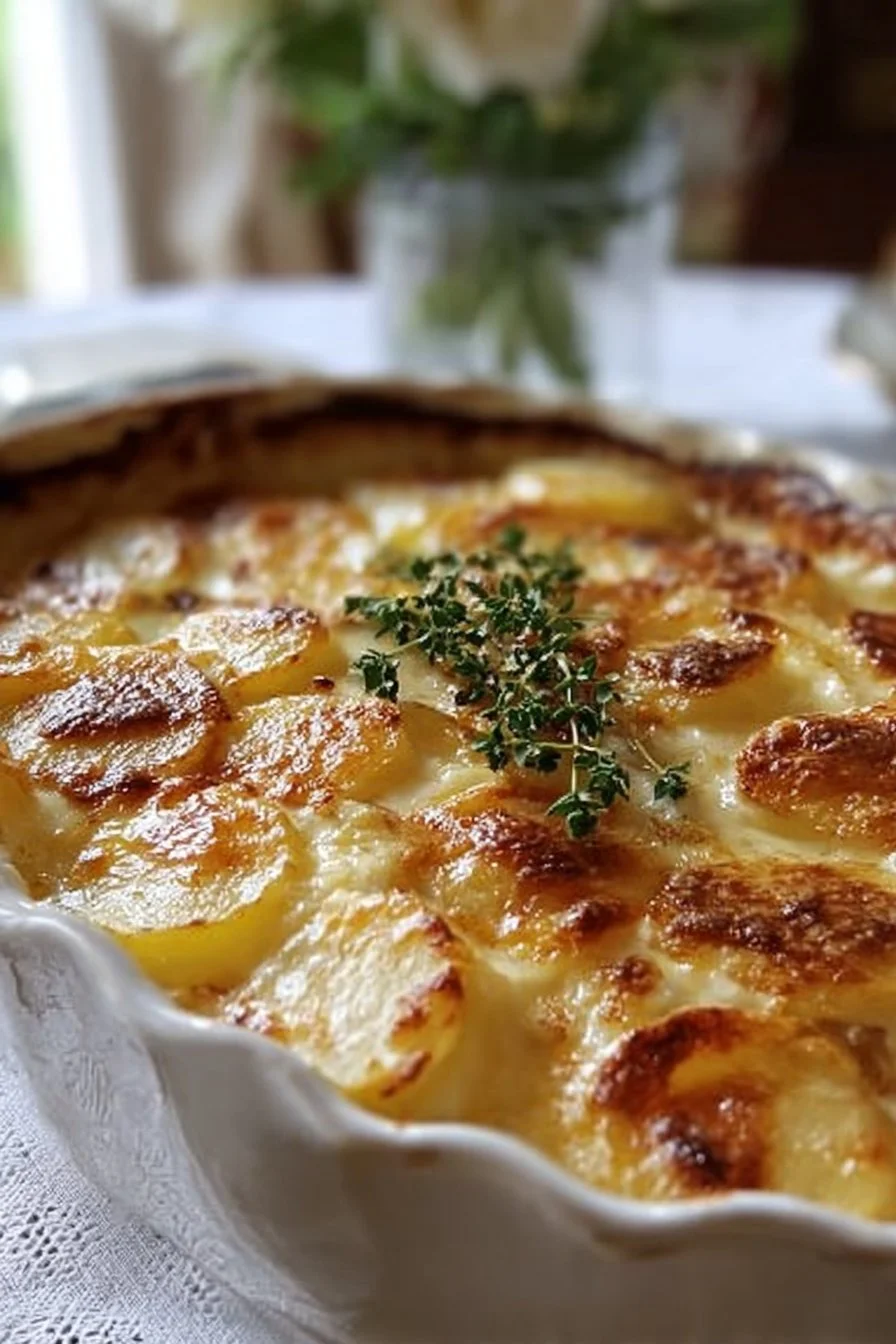 Delicious scalloped potatoes prepared for Easter dinner