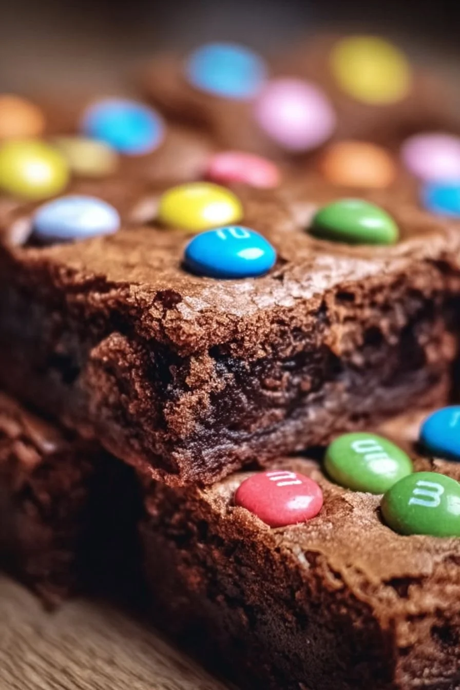 Easter brownies with M&Ms decorated for spring celebrations