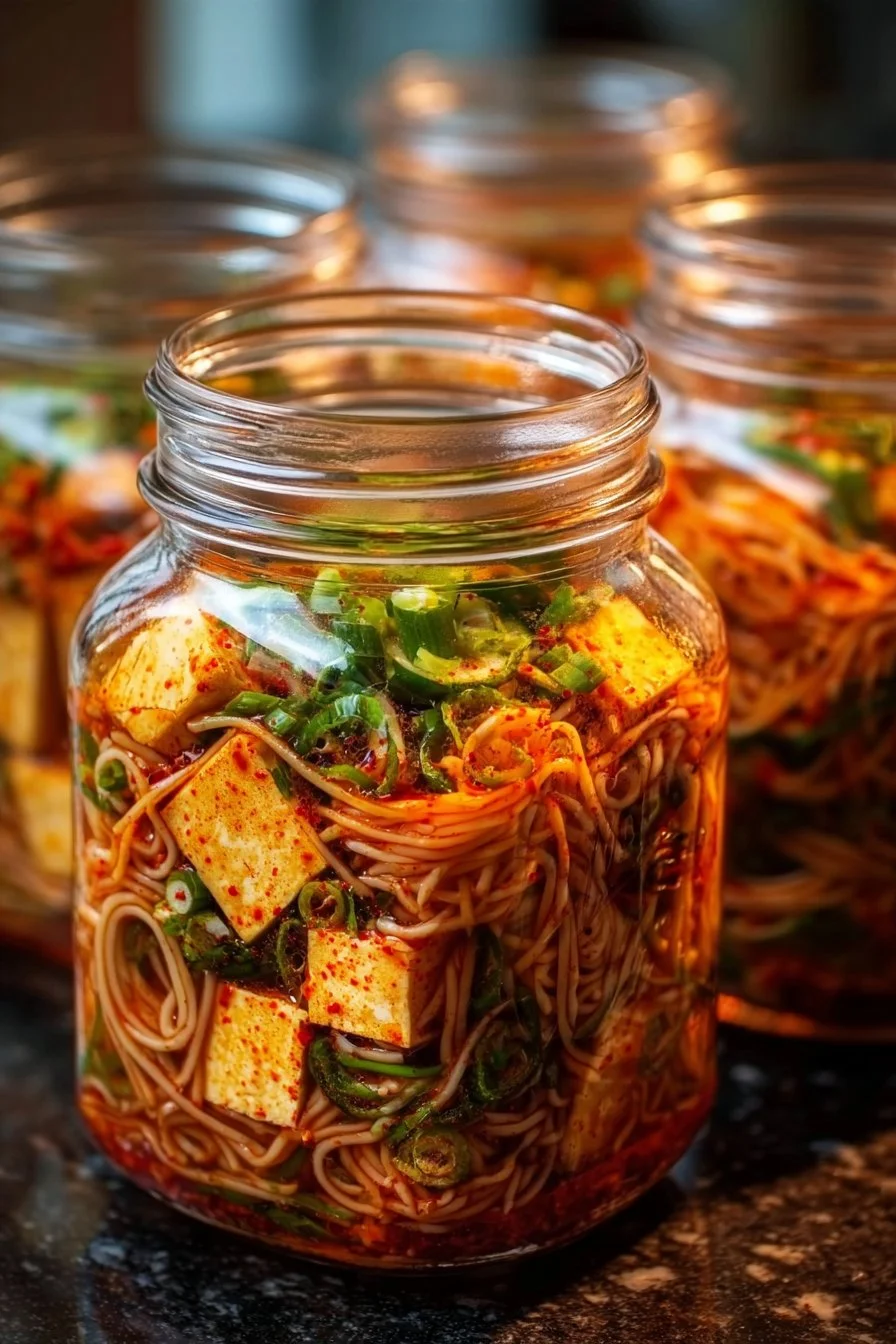 Flavorful Instant Gochujang Lime Tofu Noodle Jars for Summer Nights