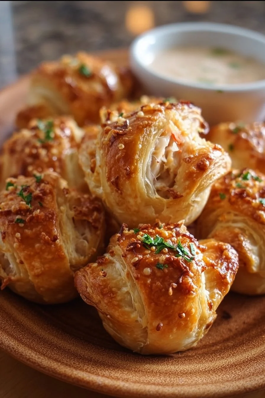 Golden Crab Crescent Bites appetizer with golden crab filling in crescent dough