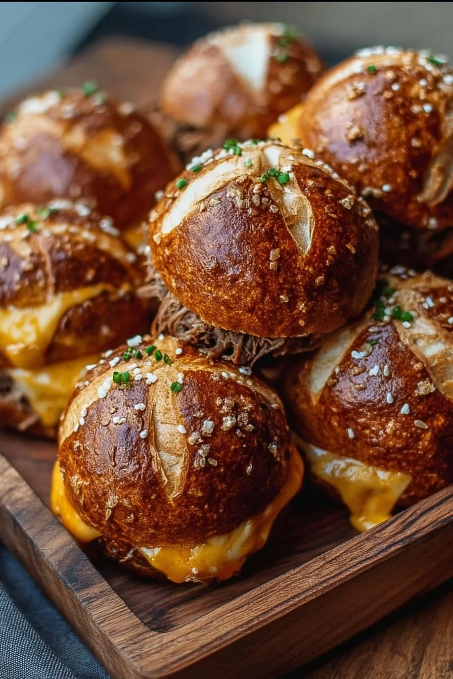 Golden Smoked Brisket & Beer Cheese Pretzel Bombs