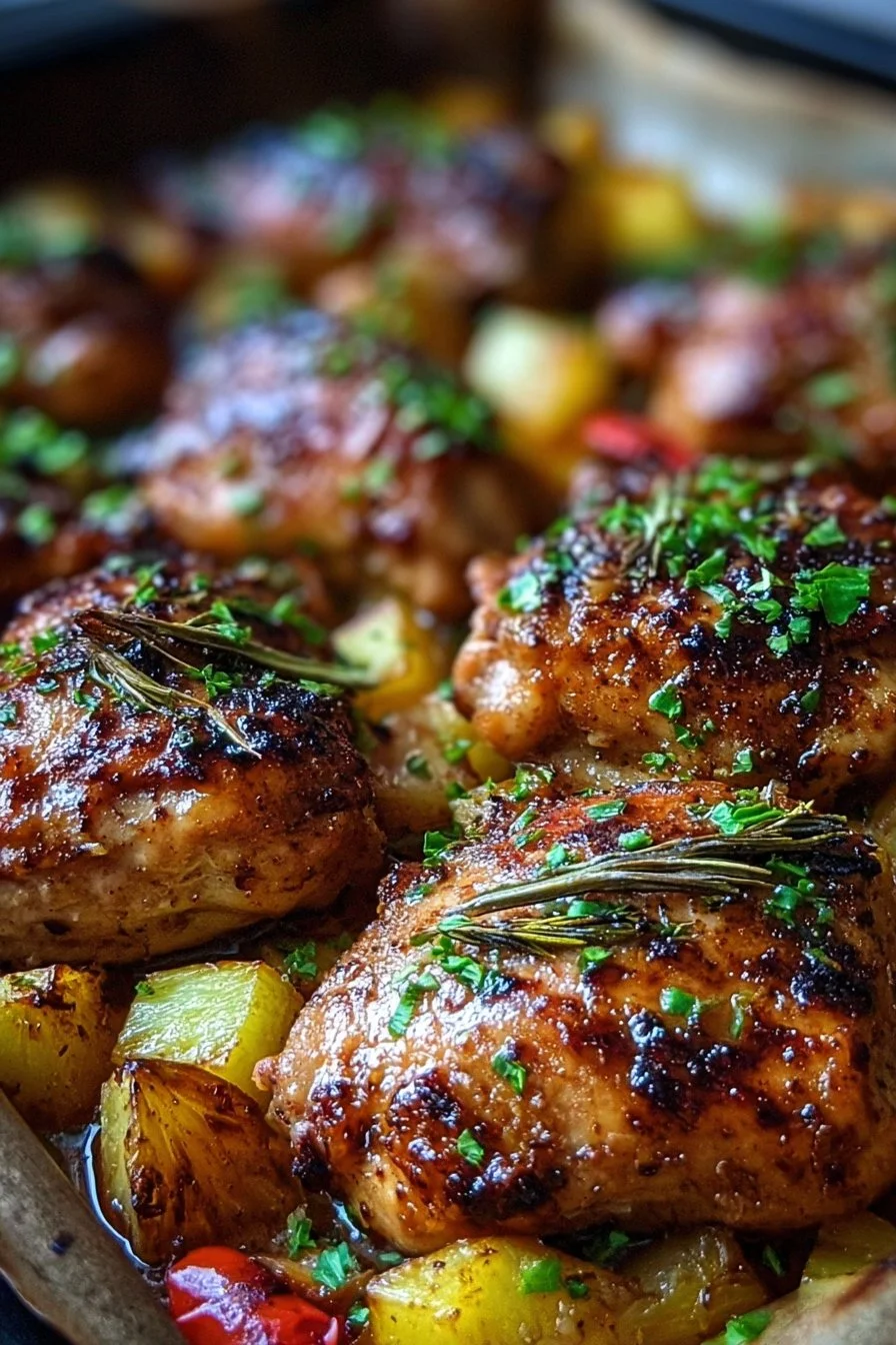 Hawaiian Chicken Sheet Pan with vibrant vegetables ready to serve