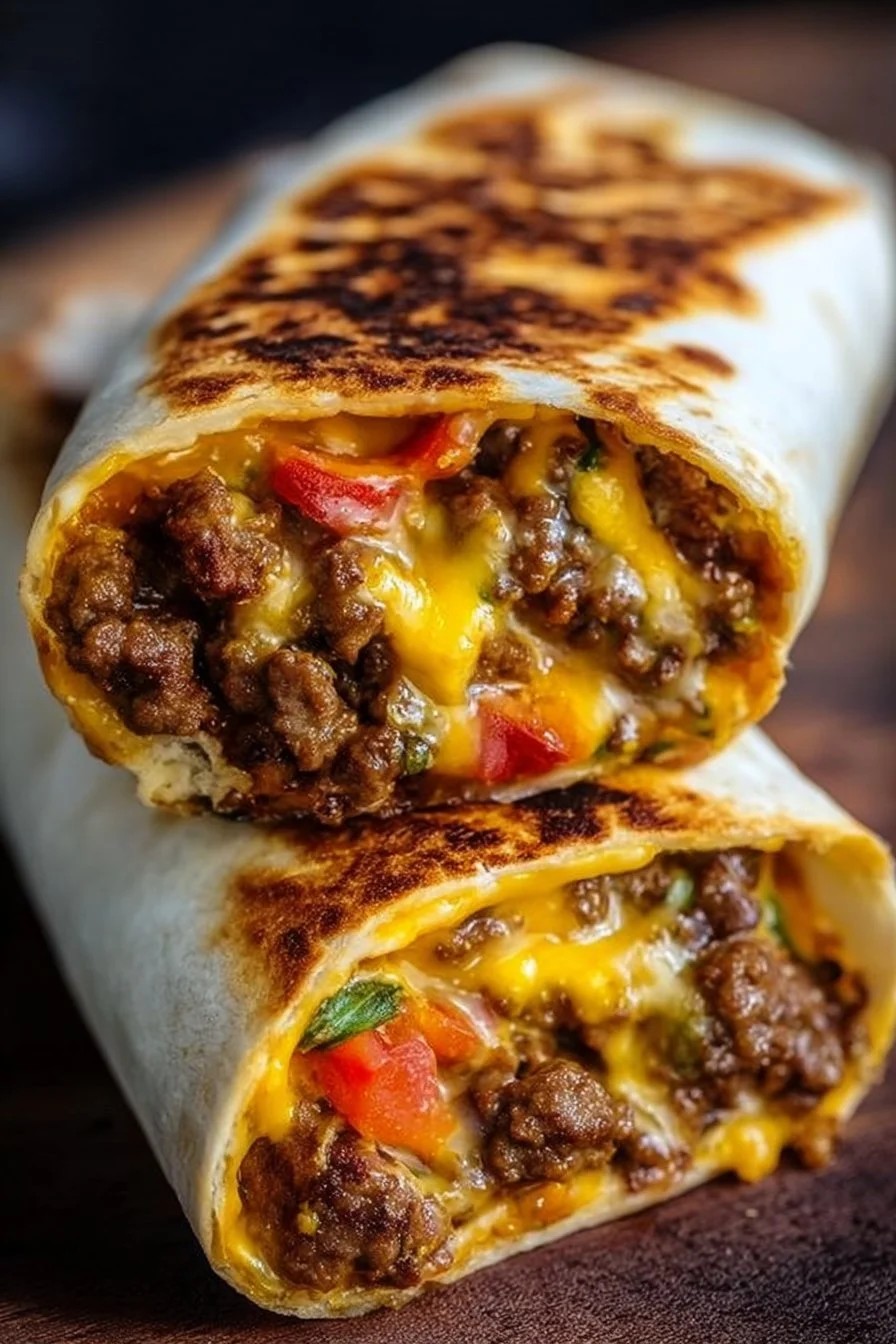Juicy Cheeseburger Burritos for Potluck Parties
