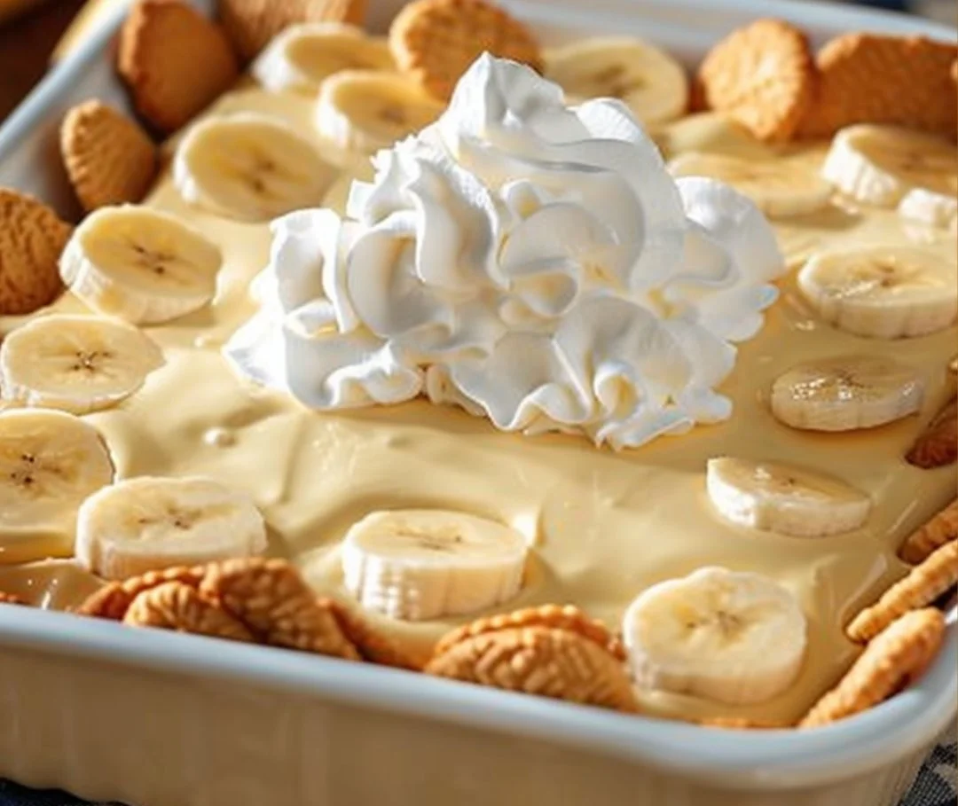 Delicious and creamy banana pudding dessert in a glass jar
