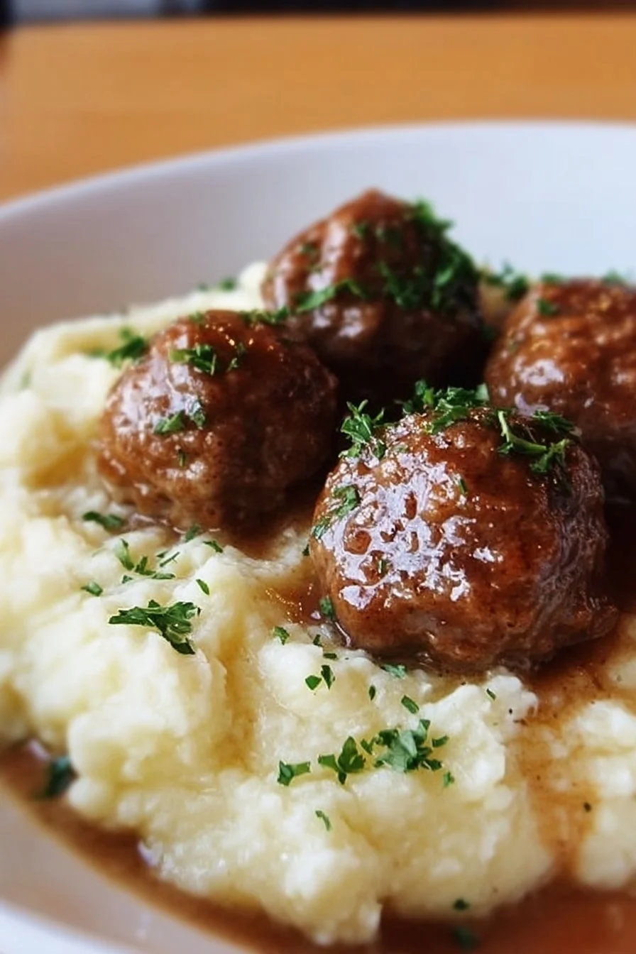 Best Salisbury Meatballs and Mashed Potatoes