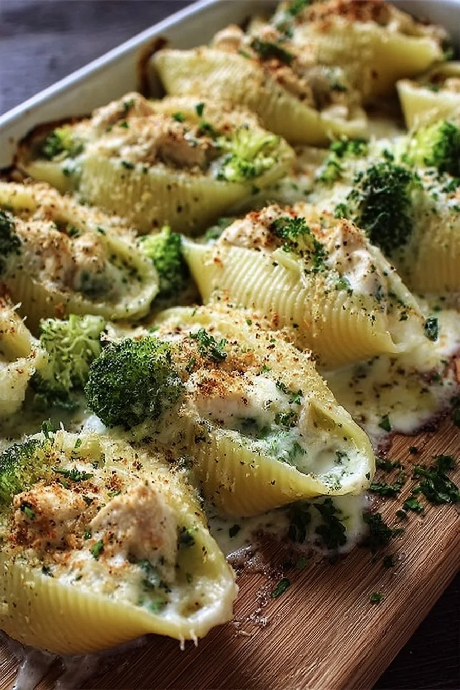 Chicken & Broccoli Alfredo Stuffed Shells
