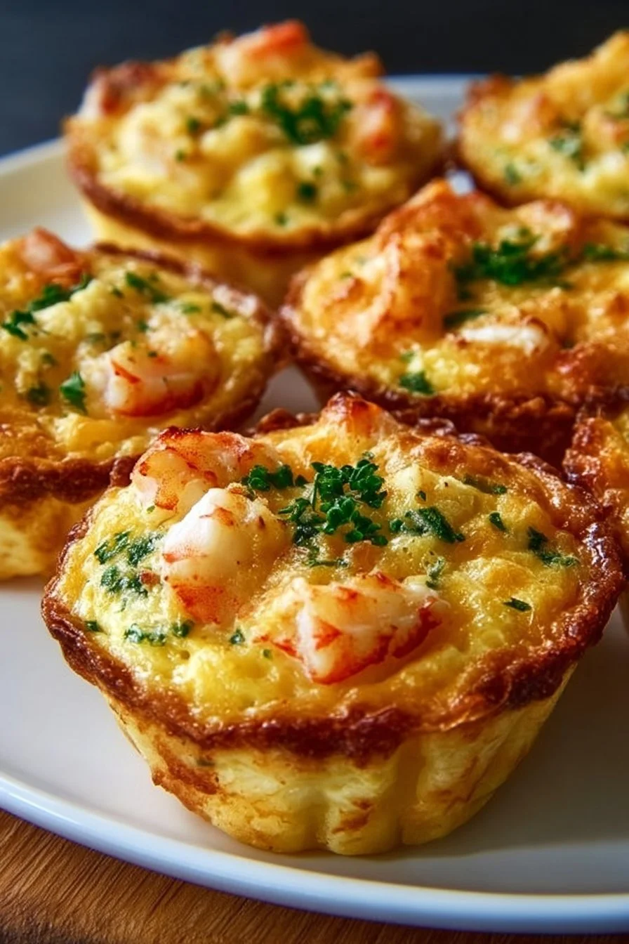 Crunchy cheddar crab and shrimp mini quiches for potluck gatherings