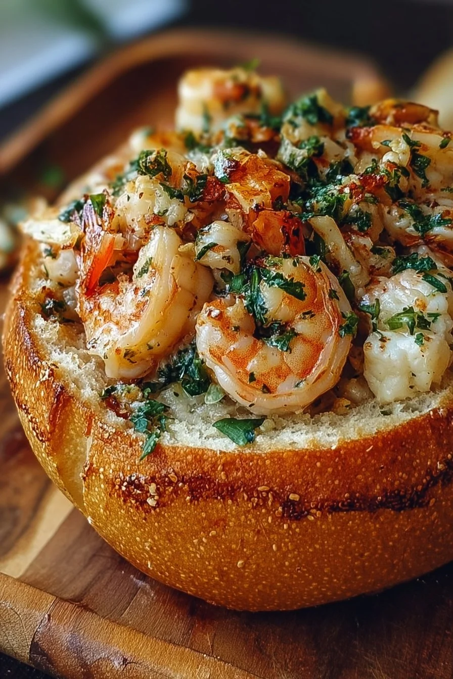 Delicious Stuffed Seafood Bread Bowl