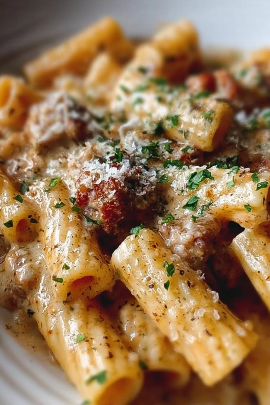 Hearty Creamy Sausage Rigatoni