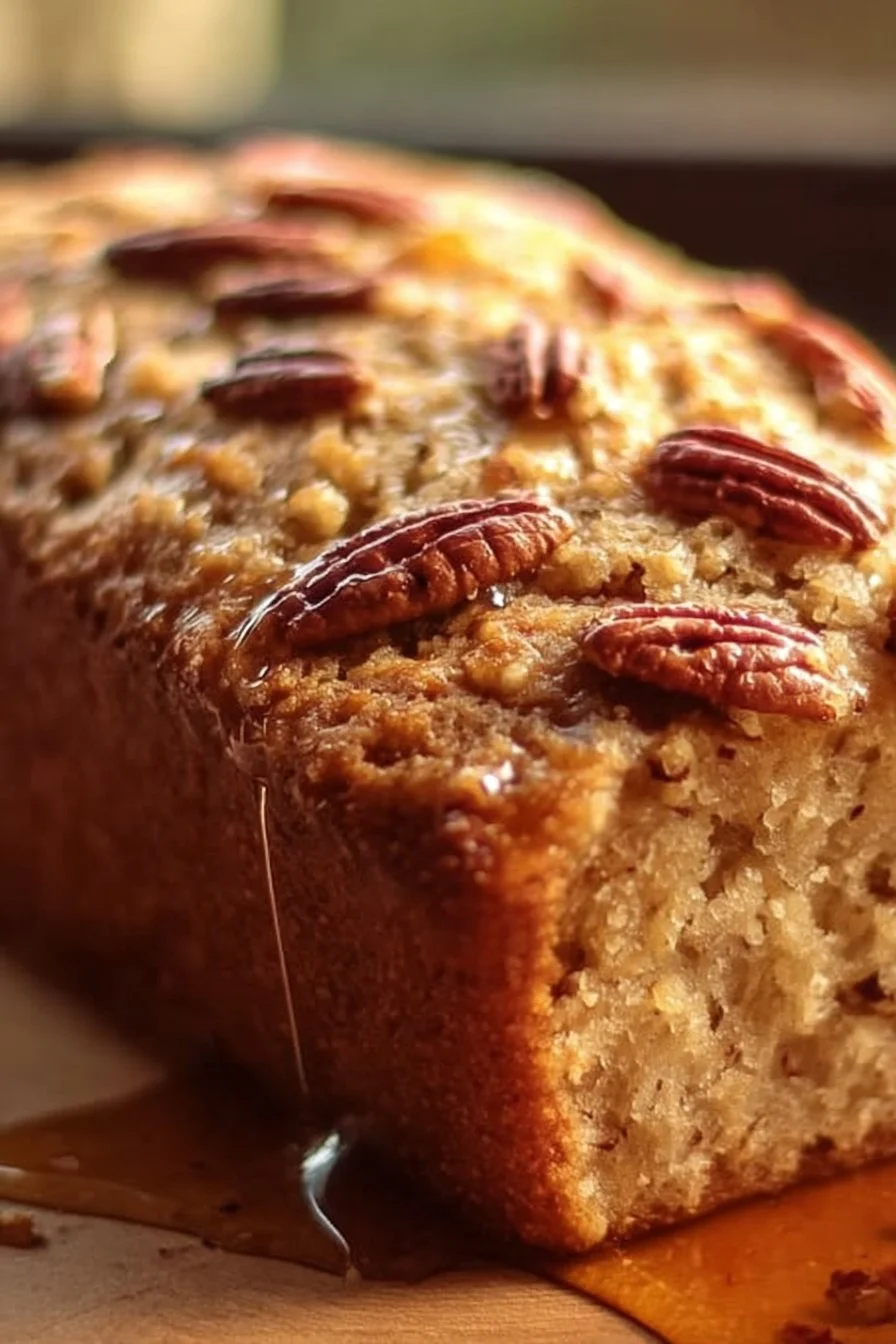 Delicious Honey Butter Sweet Alabama Pecanbread loaf with pecans
