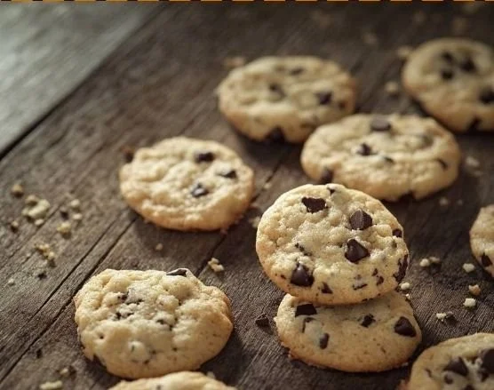 Plate of homemade irresistibly delicious sourdough cookies with chocolate chips
