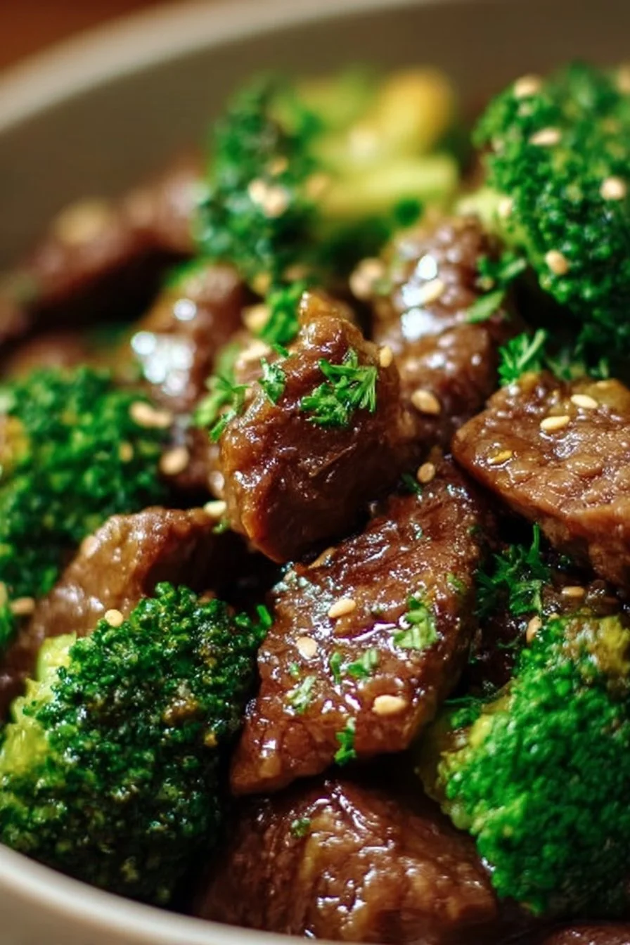 Keto low carb beef and broccoli served in a bowl with a side of vegetables.