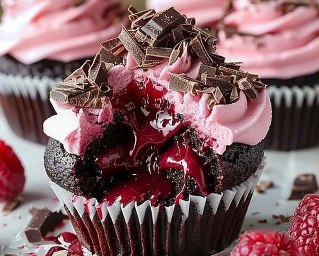 Raspberry Chocolate Lava Cupcakes