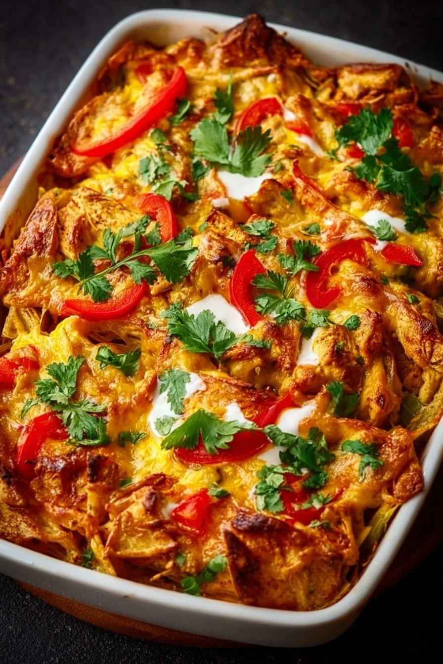 Spicy Baked Chicken Fajita Casserole
