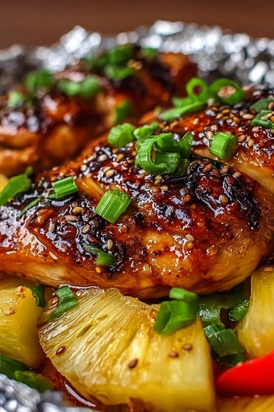 Teriyaki Chicken and Pineapple Foil Packets