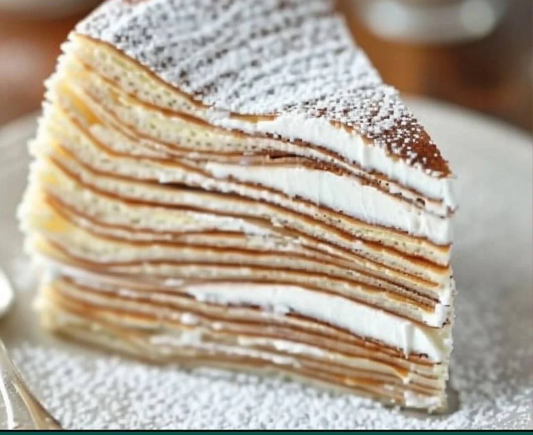 Delicious Thousand Crepe Cake with layers of crepes and cream filling