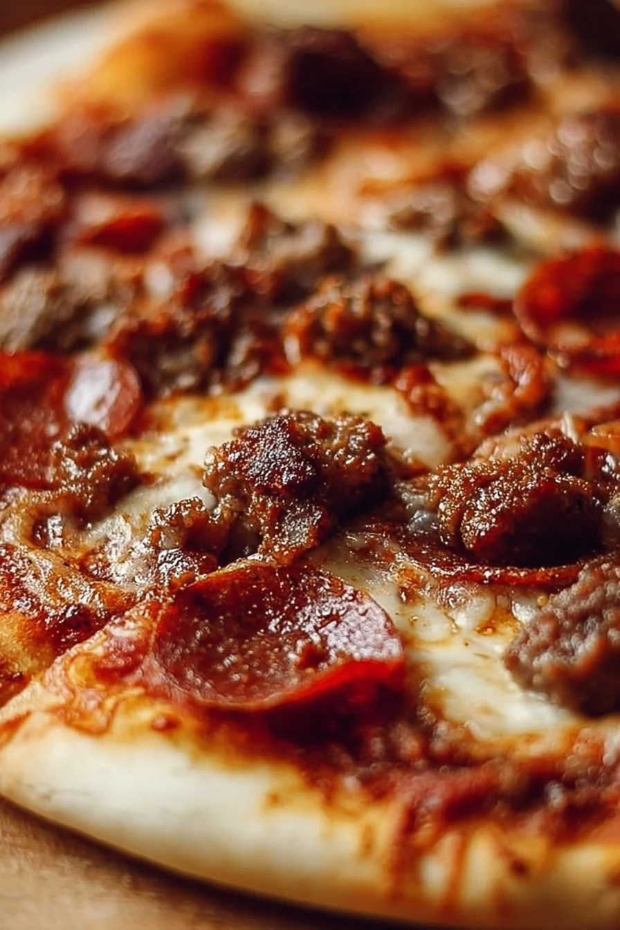 Ultimate Meat Lover's Pizza topped with various meats and cheese